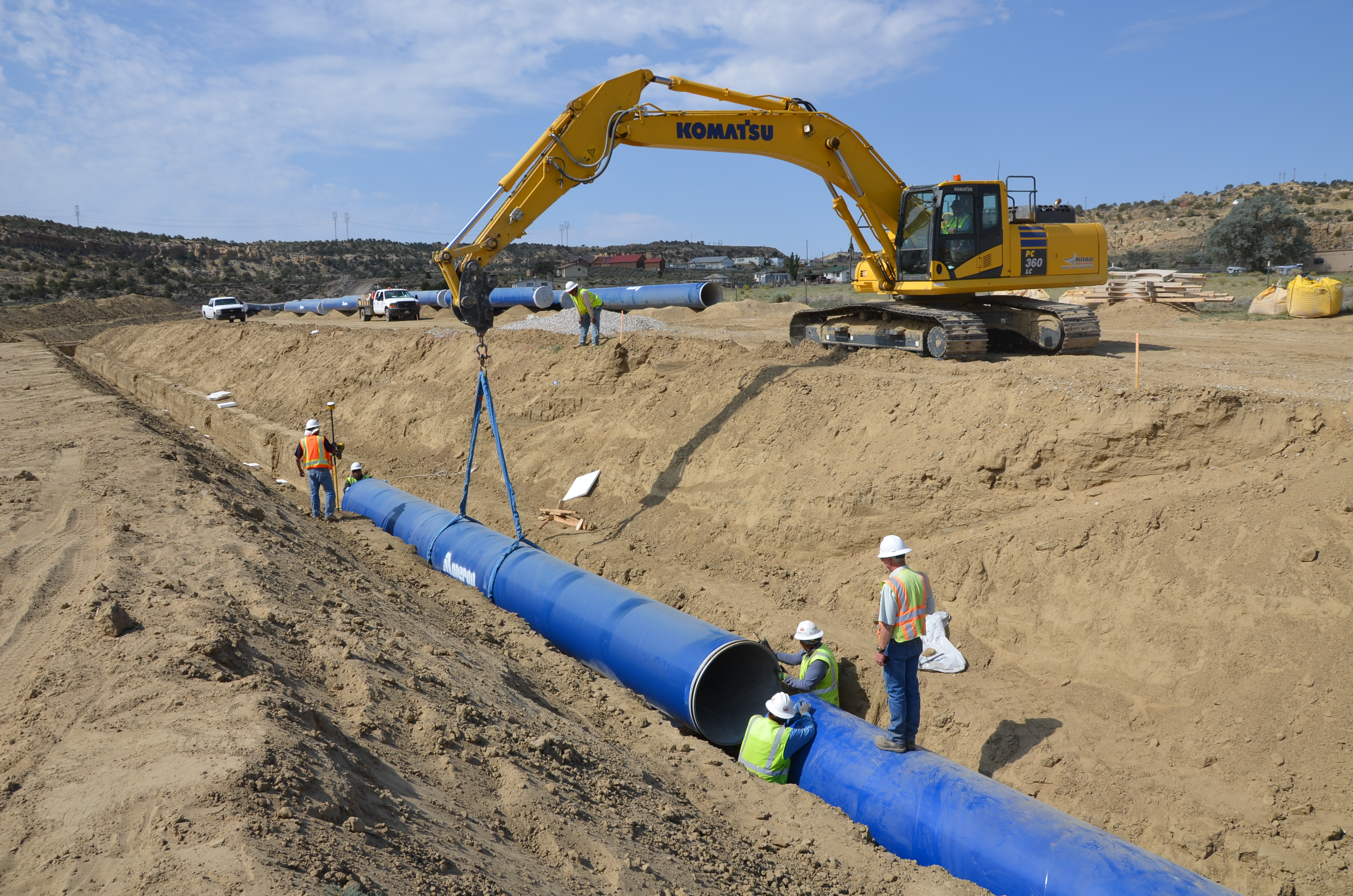 Installing pipe along the Navajo-Gallup Water Supply Project