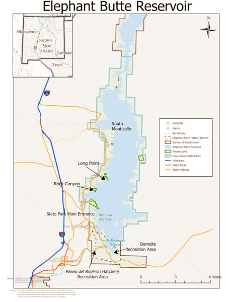 Map of Elephant Butte Reservoir