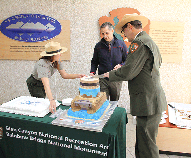 Cutting the ceremonial cake