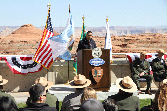 Dave Murillo speaking at the reopening ceremony