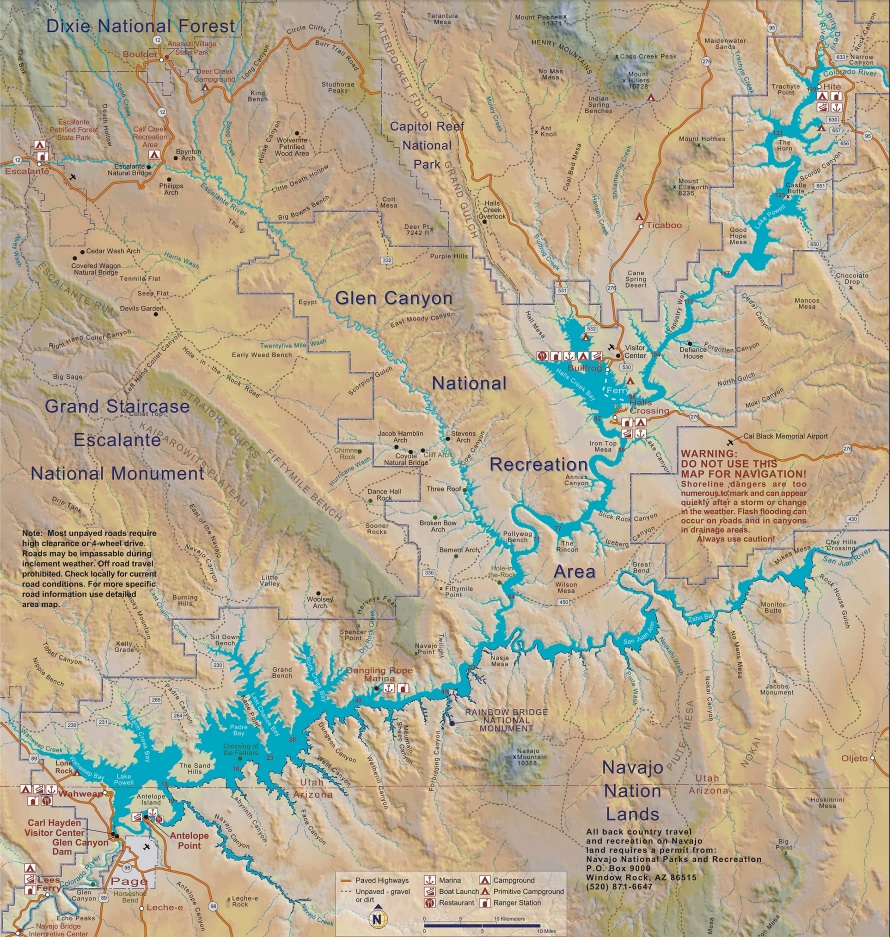 Map of Glen Canyon National Recreation Area