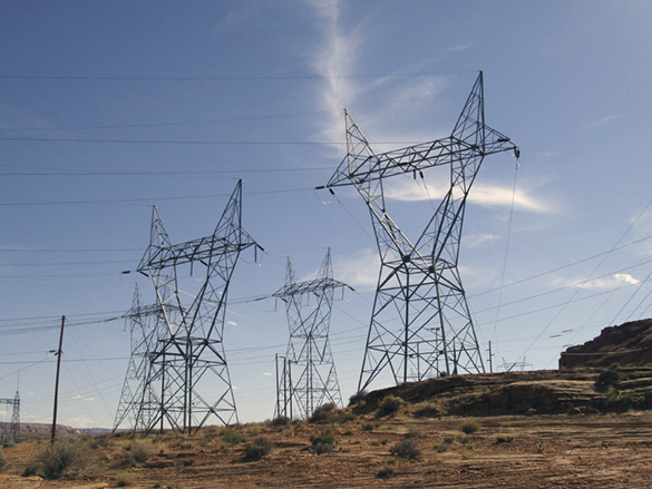 Transmission towers on the canyon wall - Glen Canyon Dam