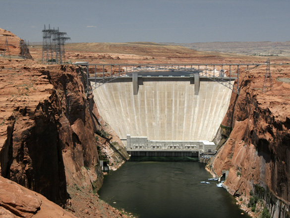View of Glen Canyon Dam from downstream viewpoint