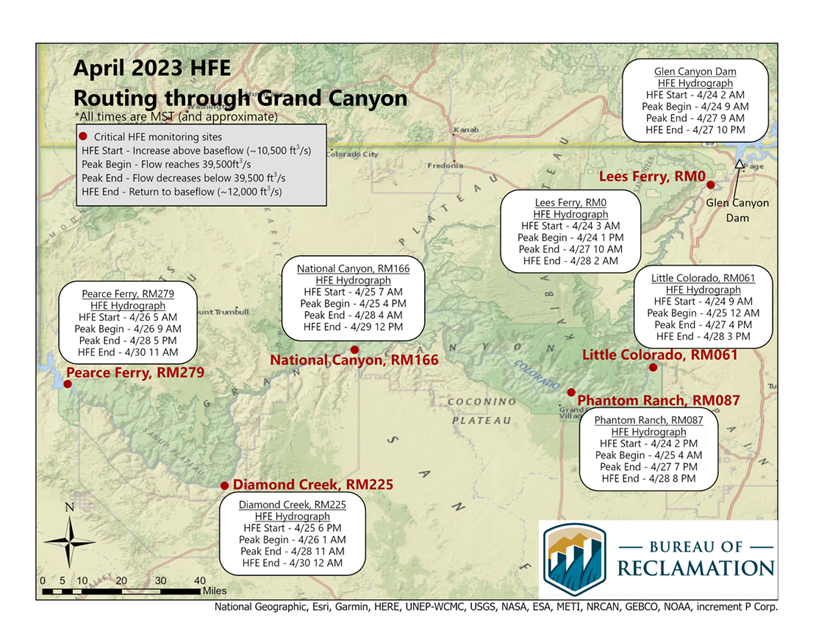 April 2023 HFE routing through Grand Canyon map