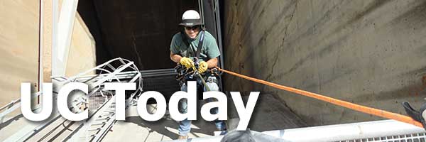 UC Today masthead featuring Reclamation's rope access team