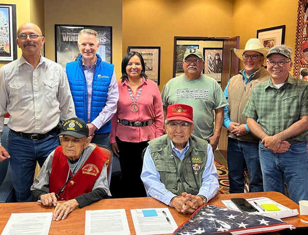 Navajo Code Talkers Samuel Sandoval and Peter MacDonald Sr.