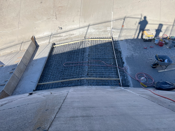 Exposed rebar in the4 Hyrum spillway