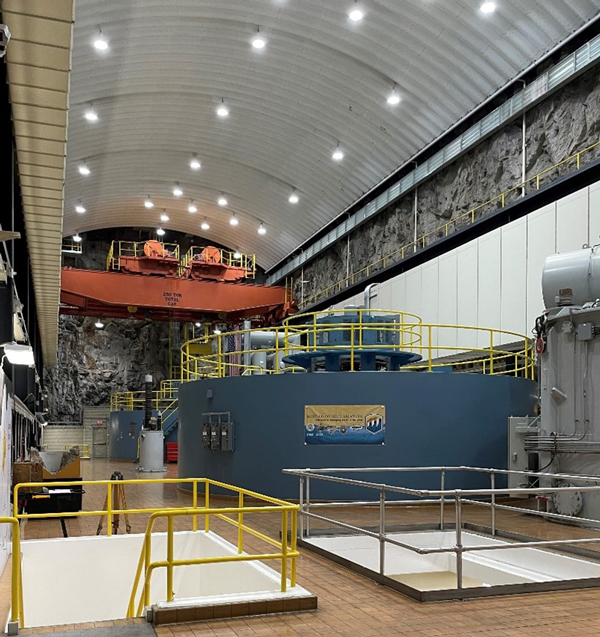 View of the turbines inside of the Morrow Point Powerplant.